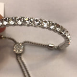 New Silver Tone Chandelier Earrings and Bracelet set with Crystals