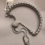 New Silver Tone Chandelier Earrings and Bracelet set with Crystals