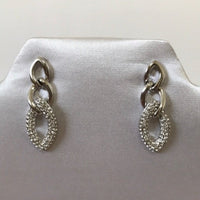 Beautiful Silver Tone Earrings with Crystals
