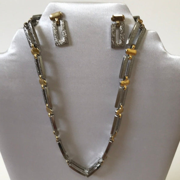 New Gold & Silver Tone contemporary Style Earrings and Choker set