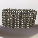 New Silver Tone Stretchy Bracelet with crystals