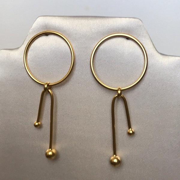 New Handmade Minimalist Style Gold Tone Earrings